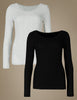 2 Pack Thermal Long Sleeve Pointelle Tops