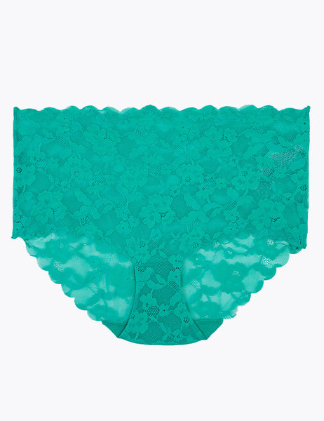 M&5 Forrest-Green No VPL Smooth Lace Trim Midi Knickers - Size 8 to 22  (041103)