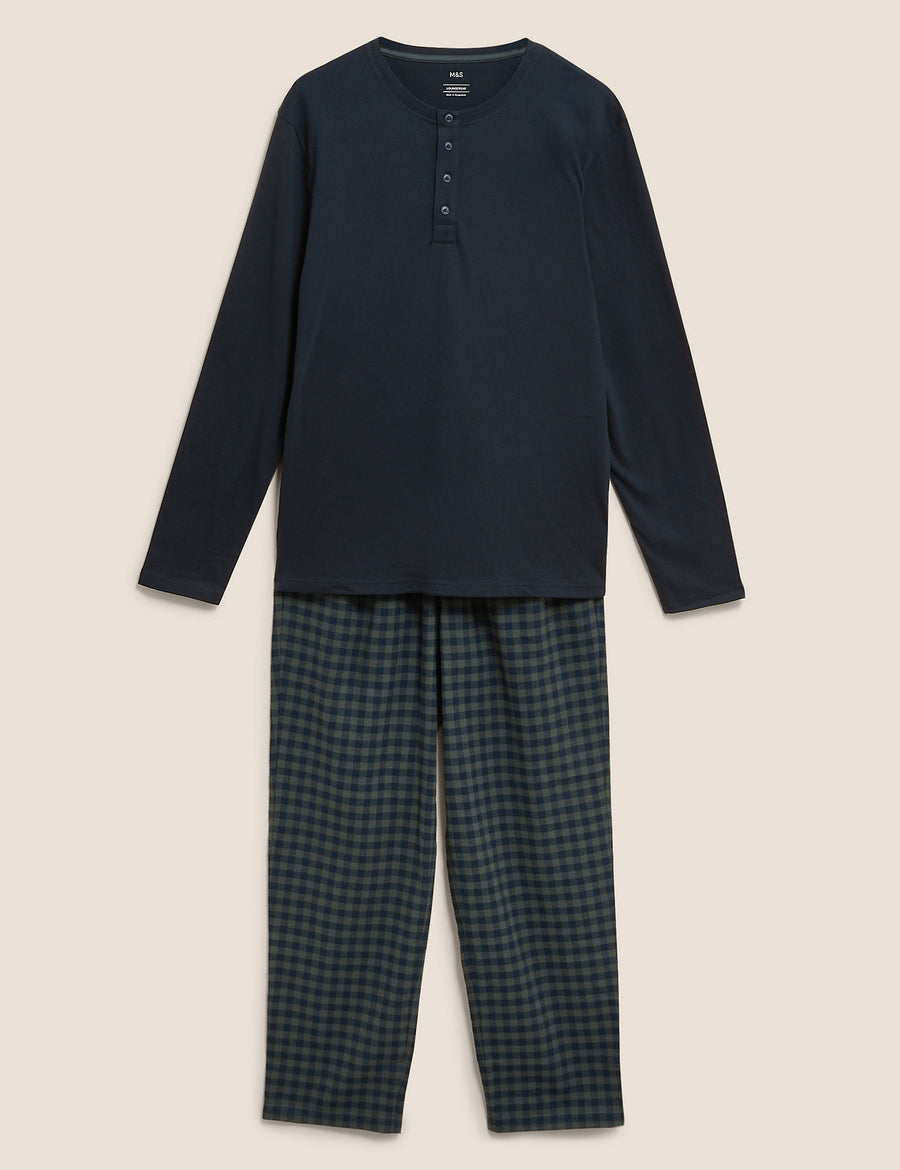 Brushed Cotton Mini Check Pyjama Set