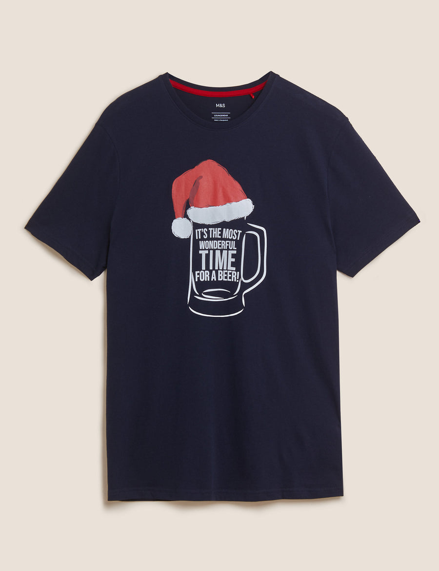 Pure Cotton Beer Graphic Loungewear Top