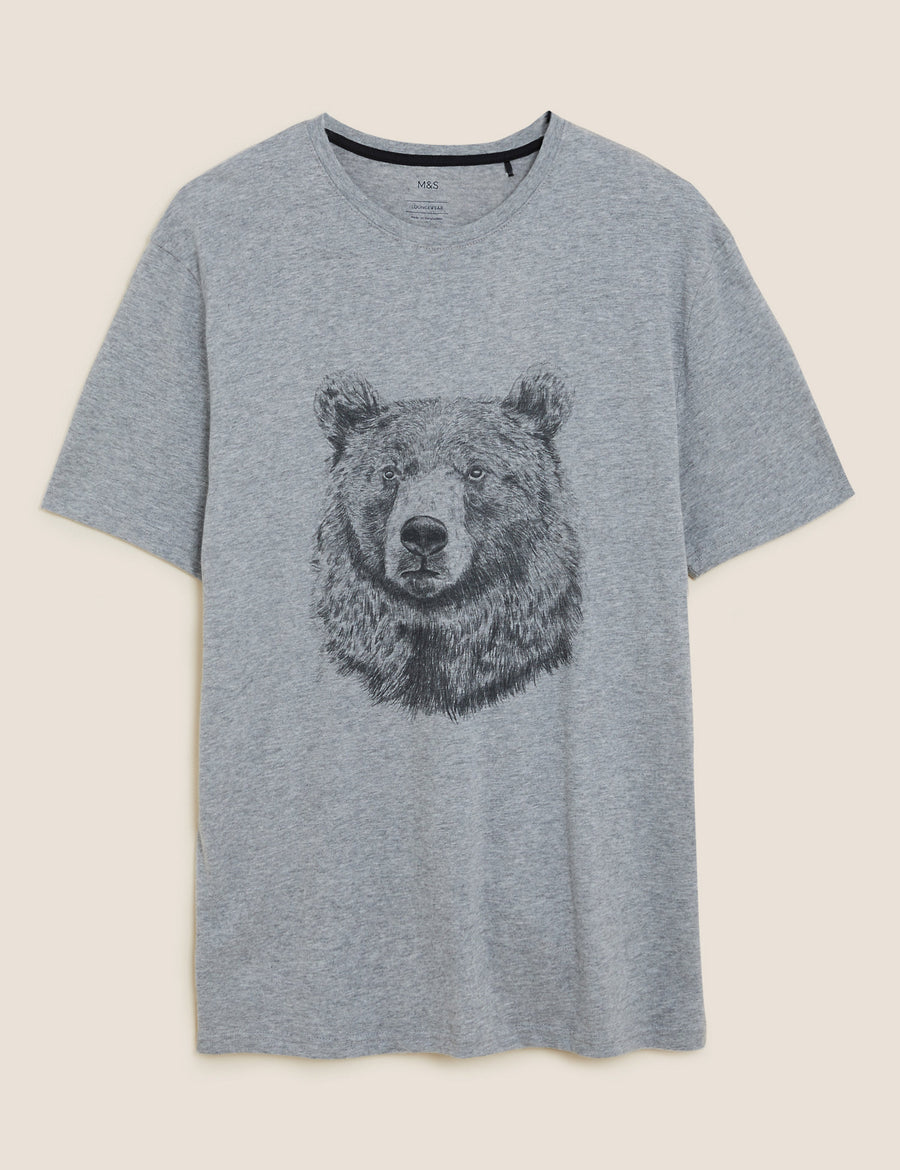 Pure Cotton Bear Print Loungewear Top