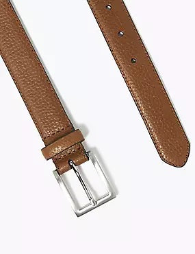 Textured Leather Slim Belt