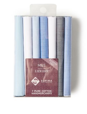 7 Pack Supima Cotton Handkerchiefs with Sanitized Finish