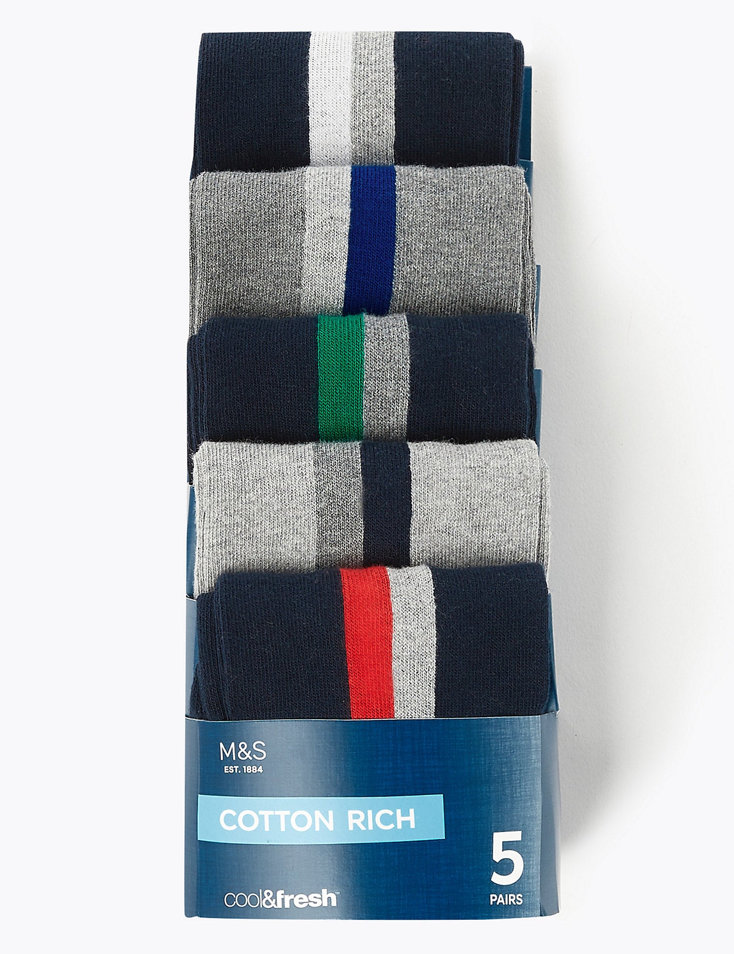 5 Pack Cool & Freshâ„¢ Striped Socks