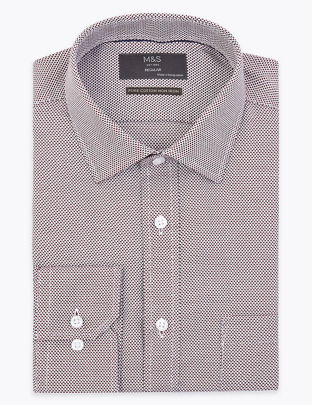Pure Cotton Regular Fit Textured Non-Iron Shirt