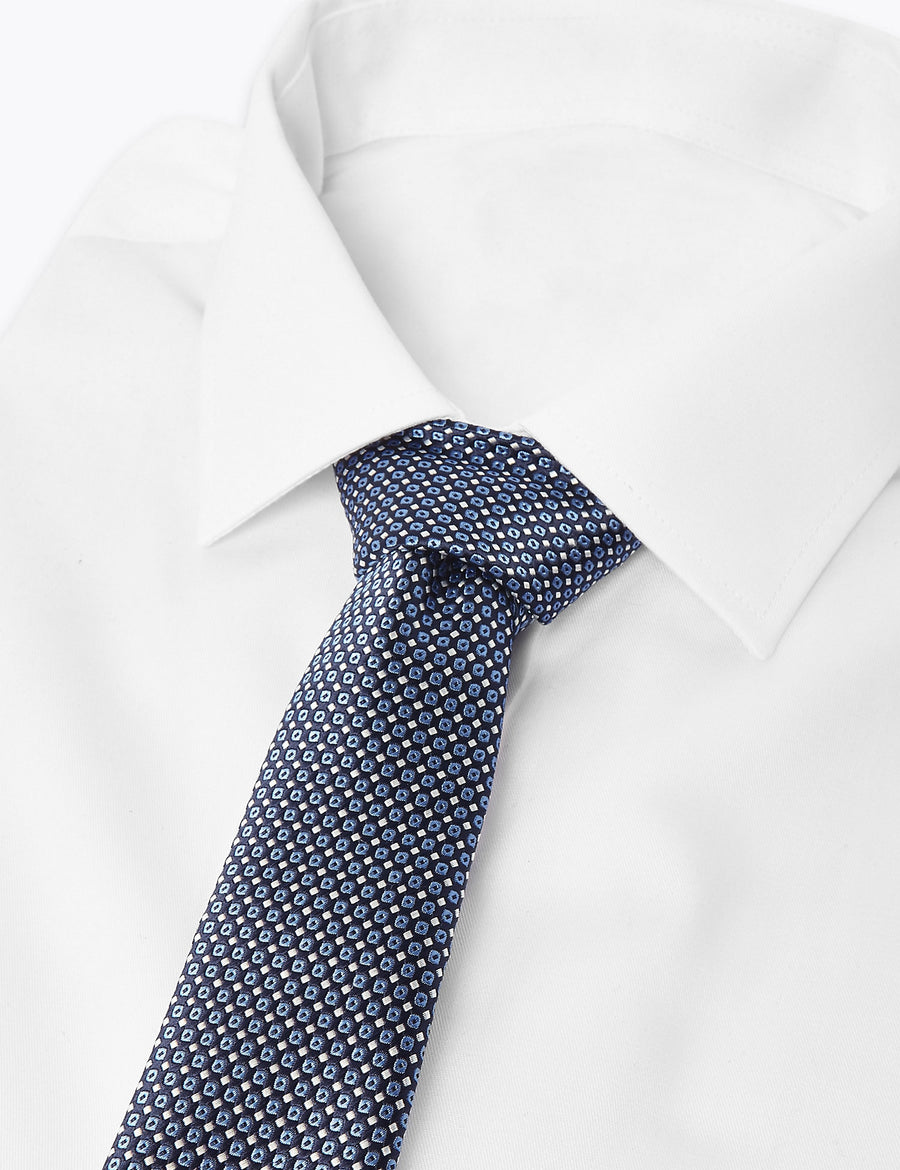 Skinny Micro Geometric Jacquard Tie
