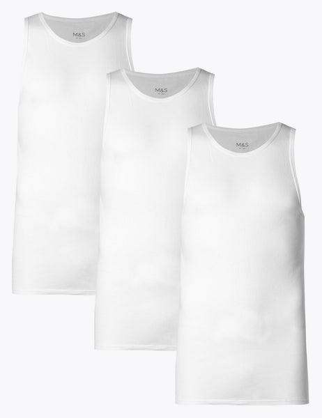 3 Pack Pure Cotton Sleeveless Vests Marks Spencer Philippines