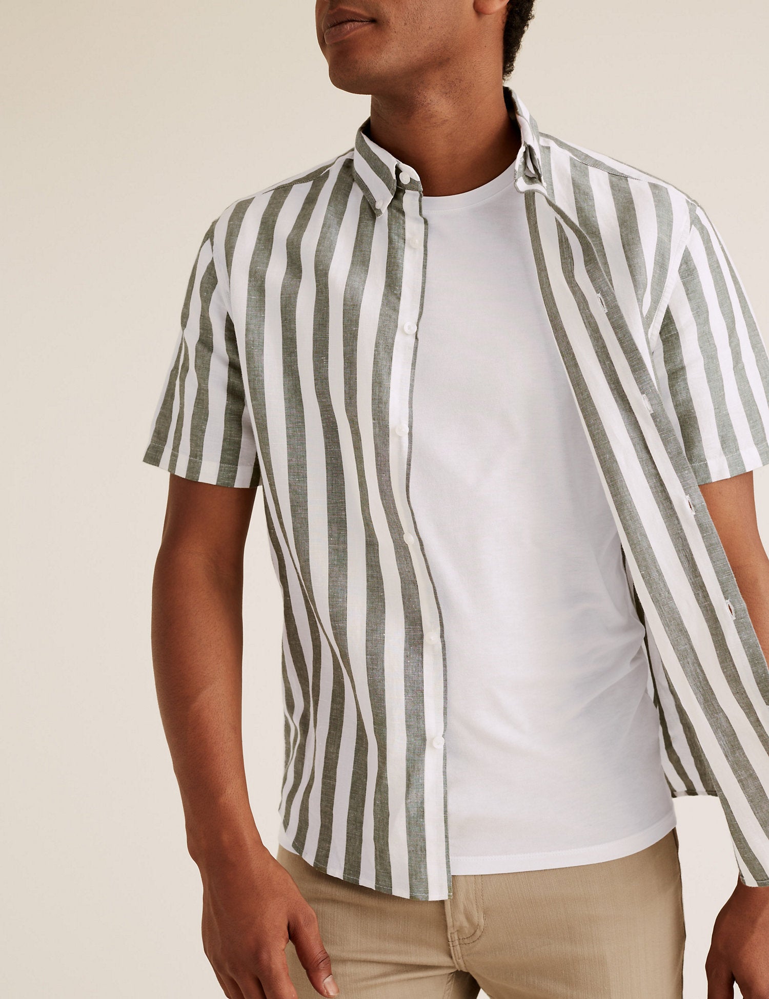 Easy Iron Linen Striped Shirt