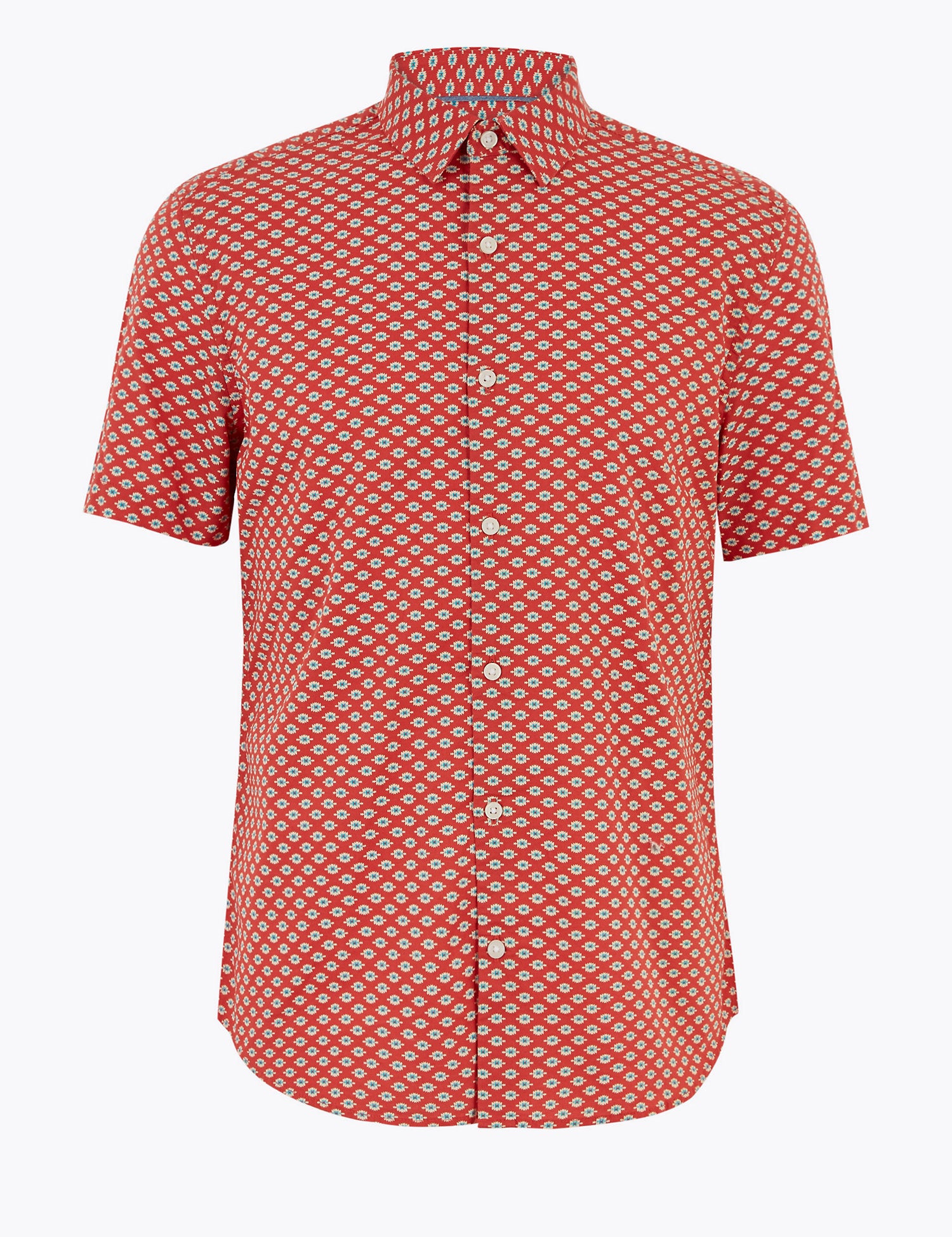 Pure Cotton Geometric Print Shirt