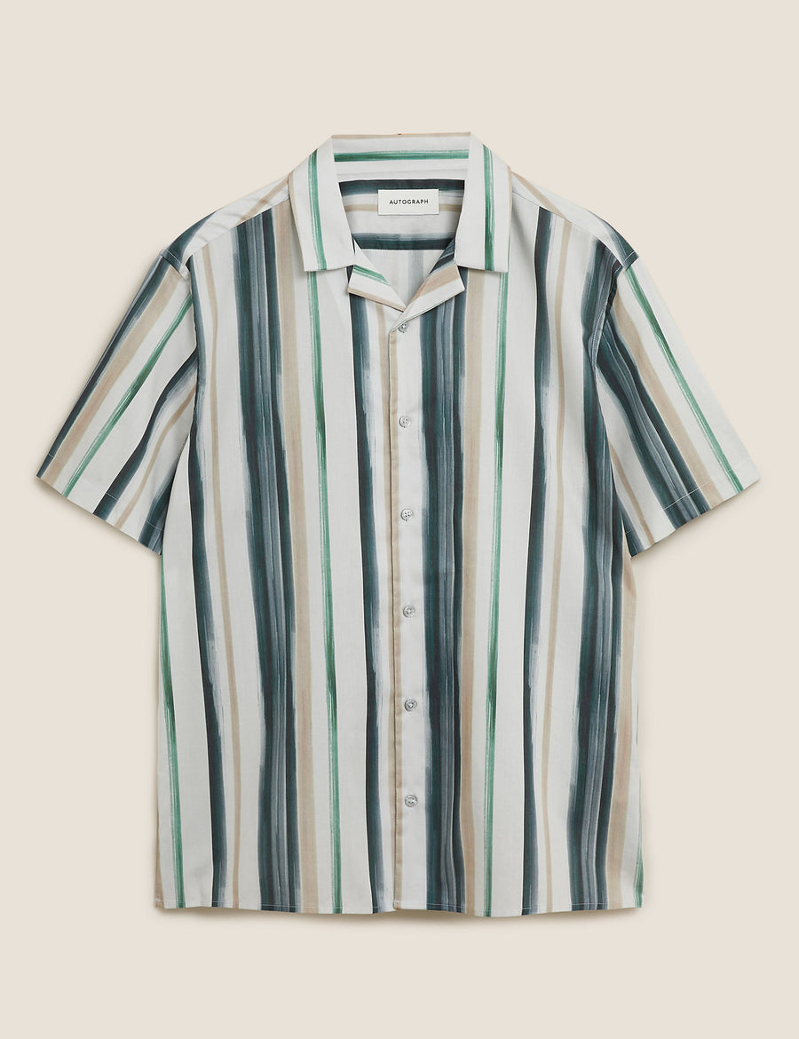 Cotton Striped Revere Shirt
