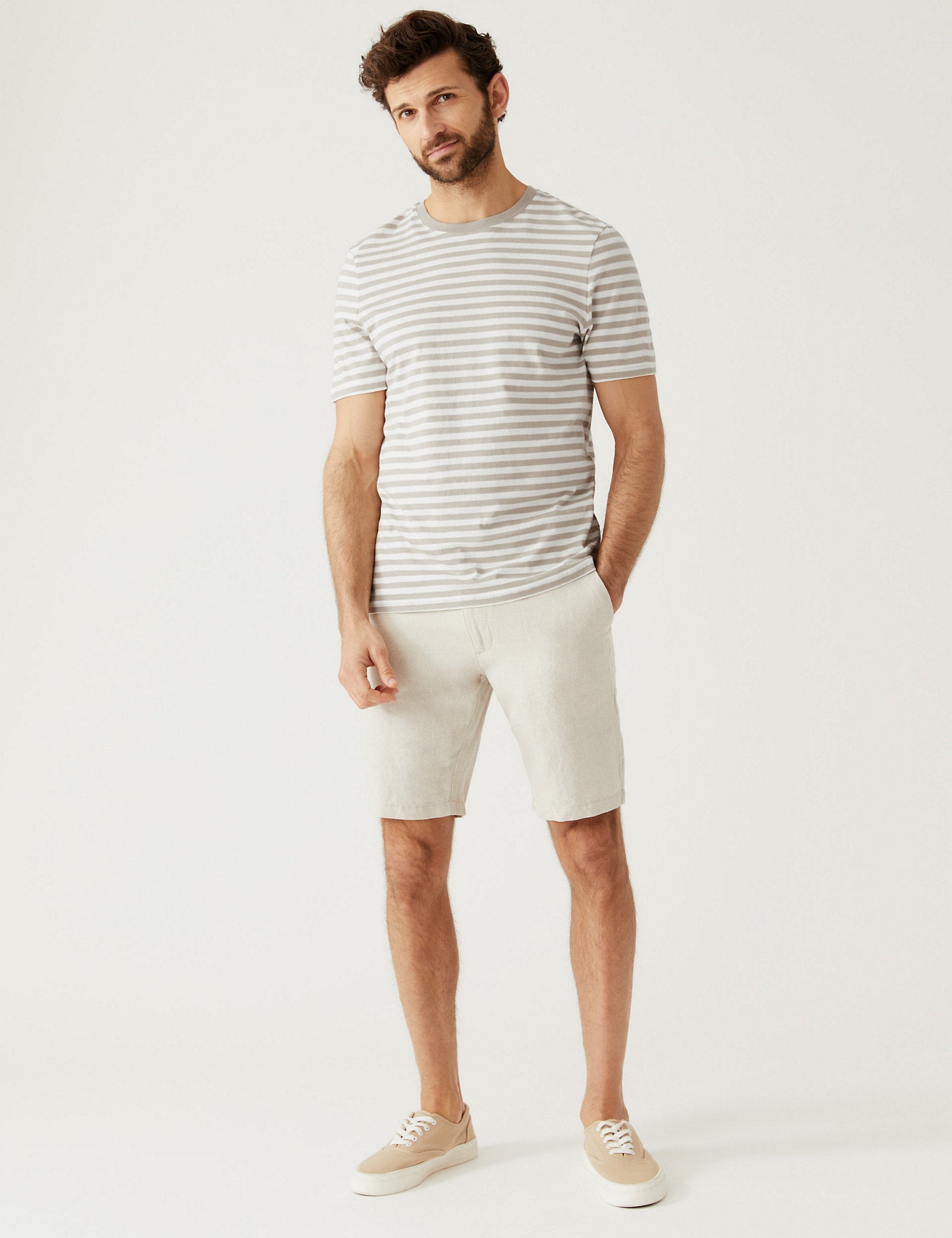 Pure Cotton Striped Textured T-Shirt