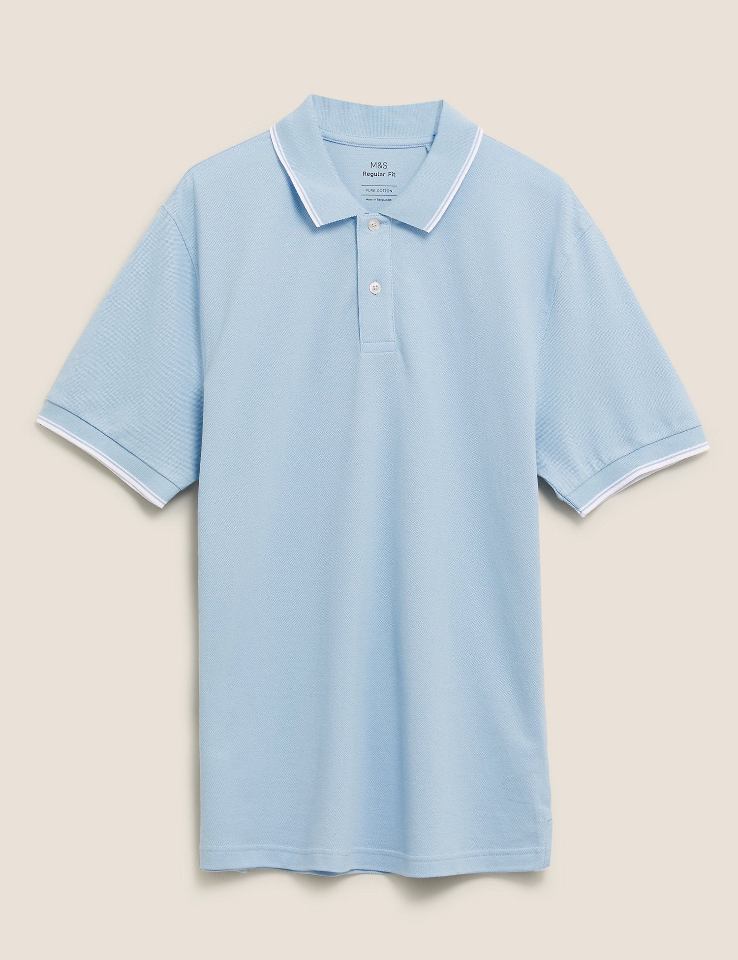 Pure Cotton Pique Tipped Polo Shirt