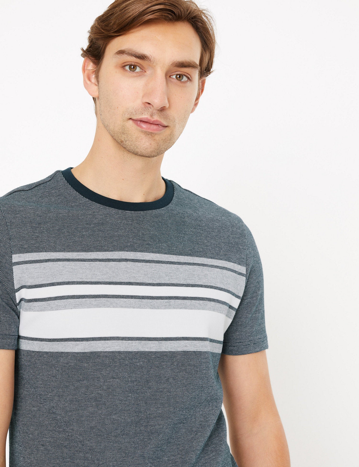 Pure Cotton Chest Stripe Knitted T-Shirt