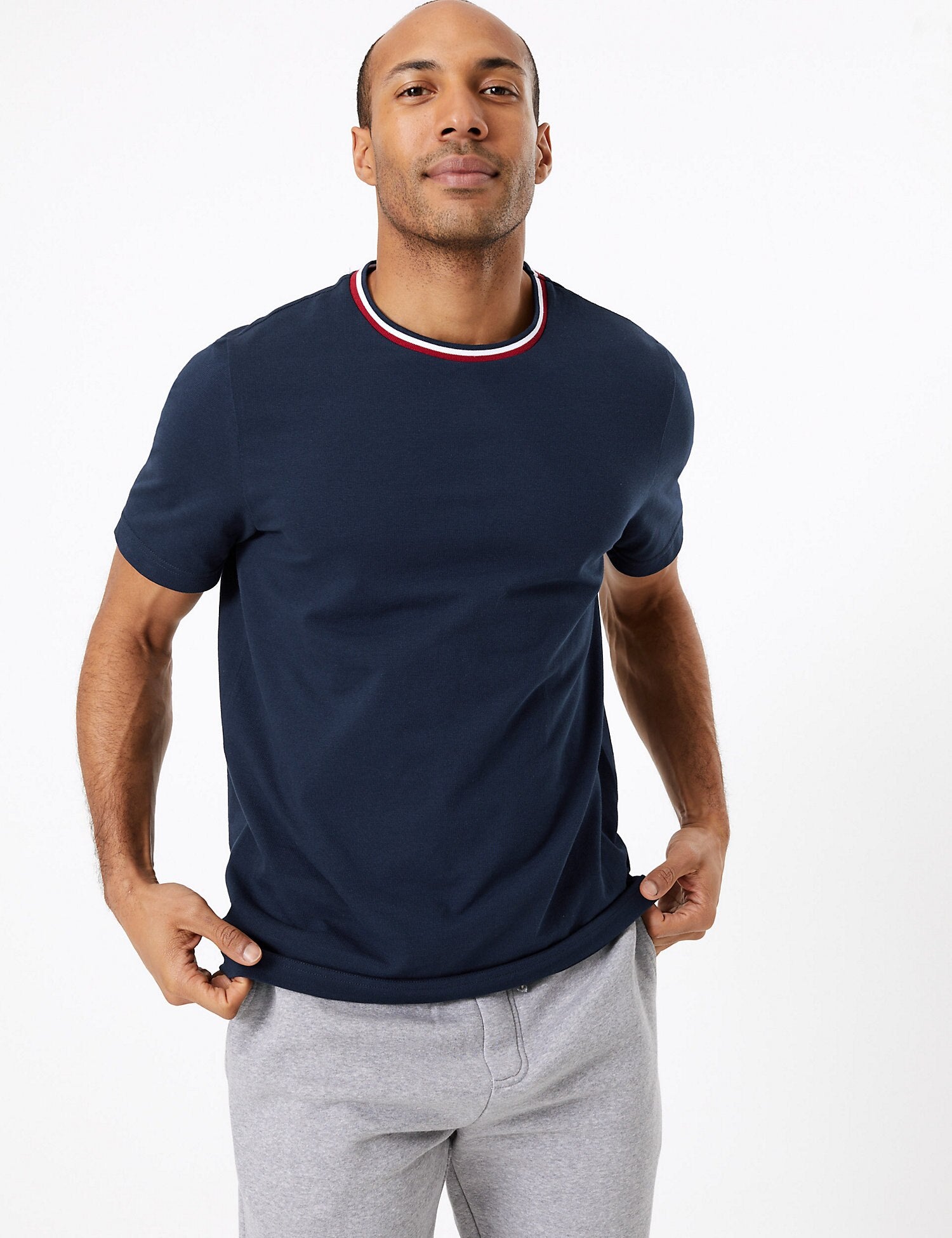 Cotton Tipped Neck T-Shirt