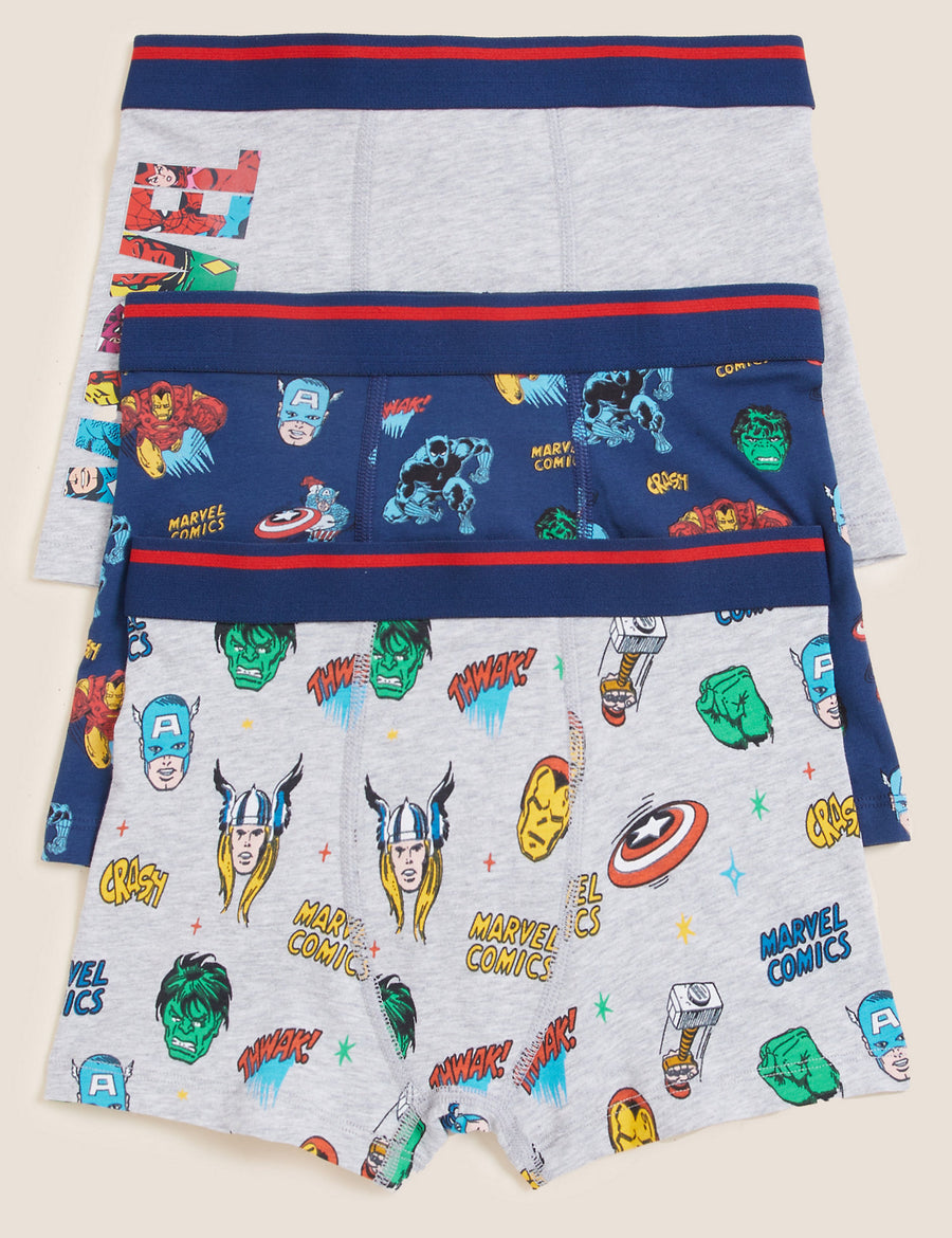3pk Cotton with Stretch Marvel™ Trunks