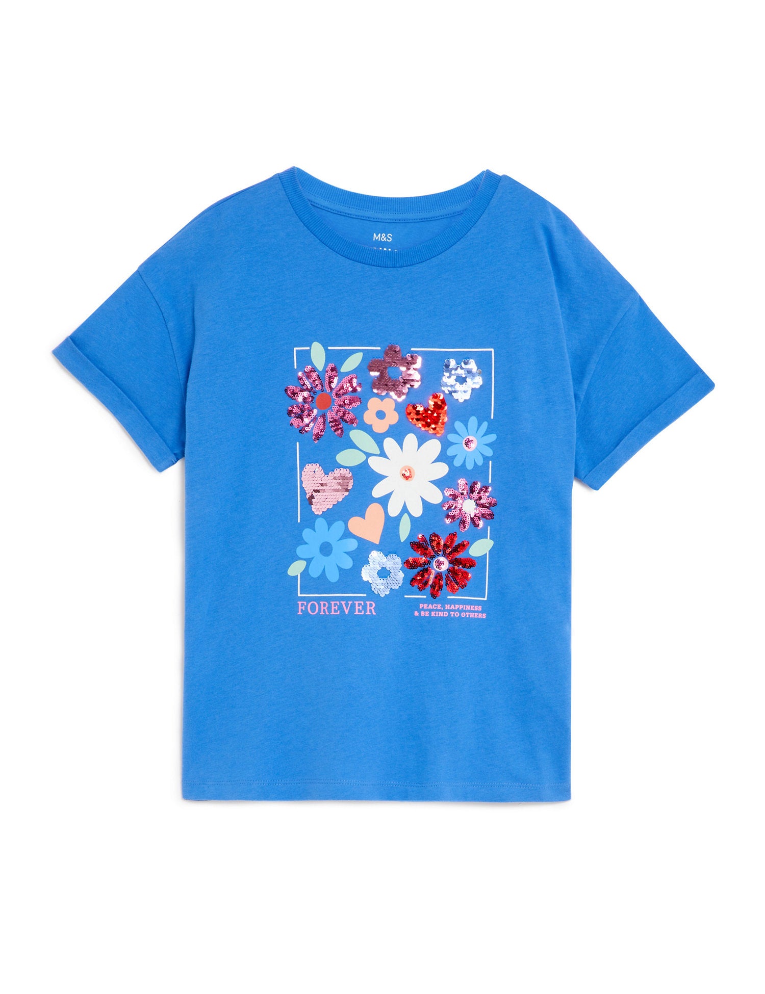 Pure Cotton Sequin Floral T-Shirt