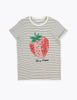 Cotton Striped Sequin Strawberry T-Shirt