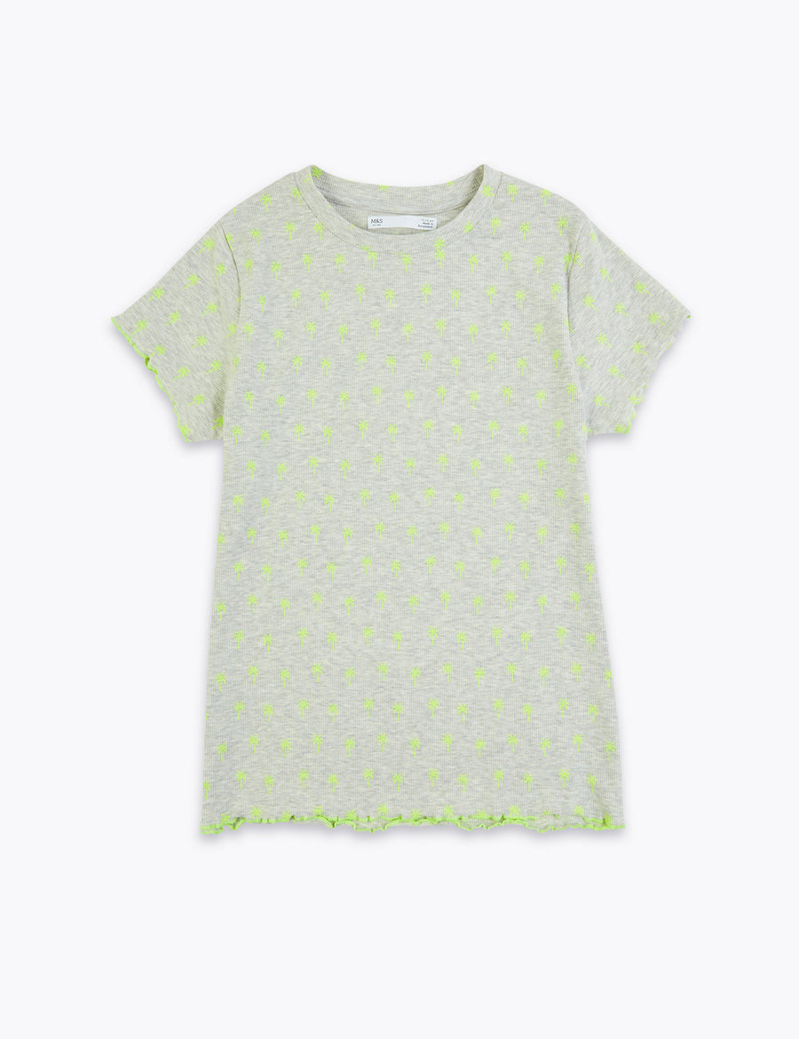 Cotton Palm Print T-Shirt