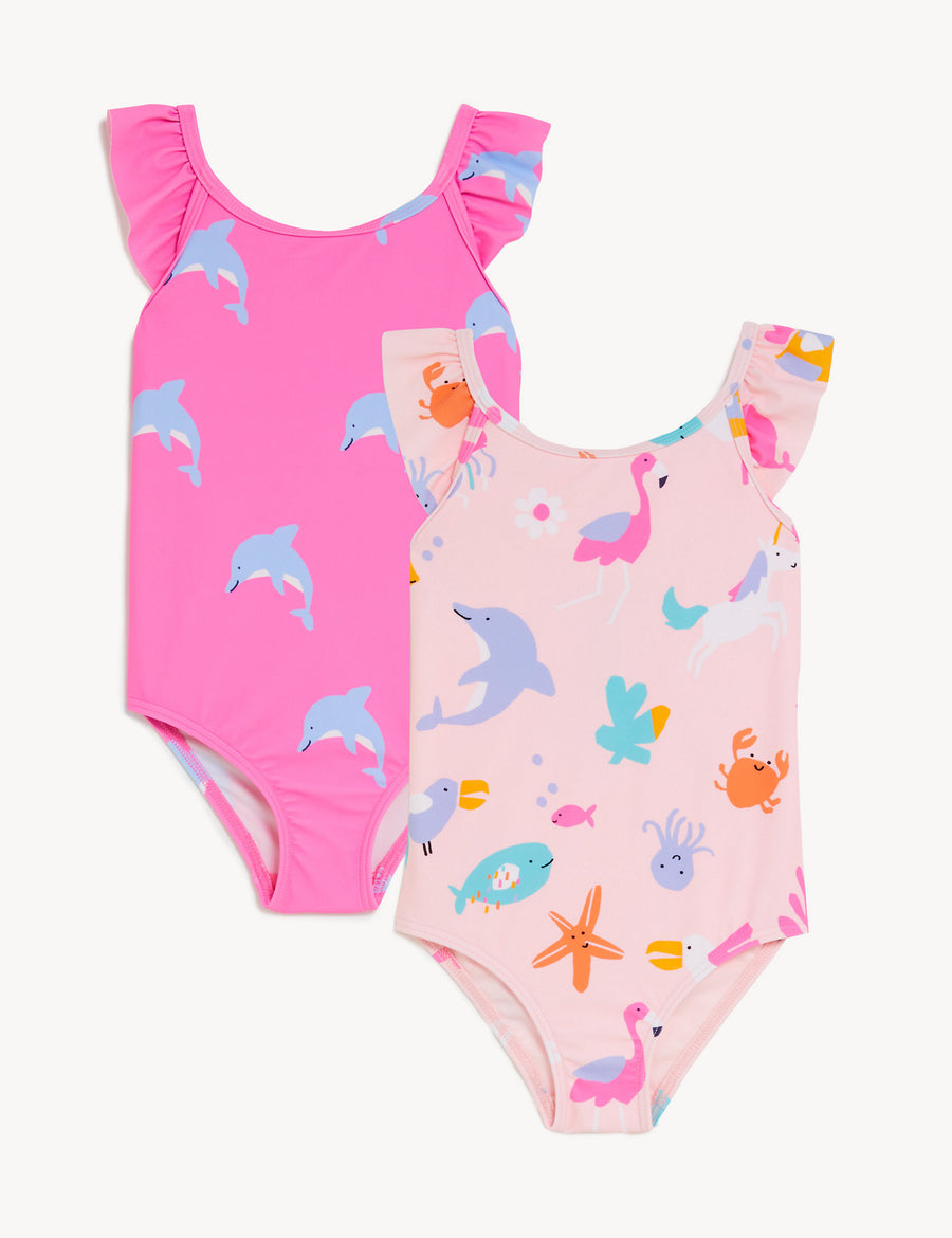 2pk Dolphin Frill Swimsuits