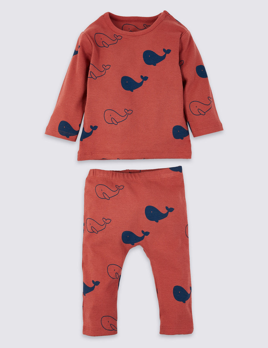2 Piece Jersey Whale Print Outfit