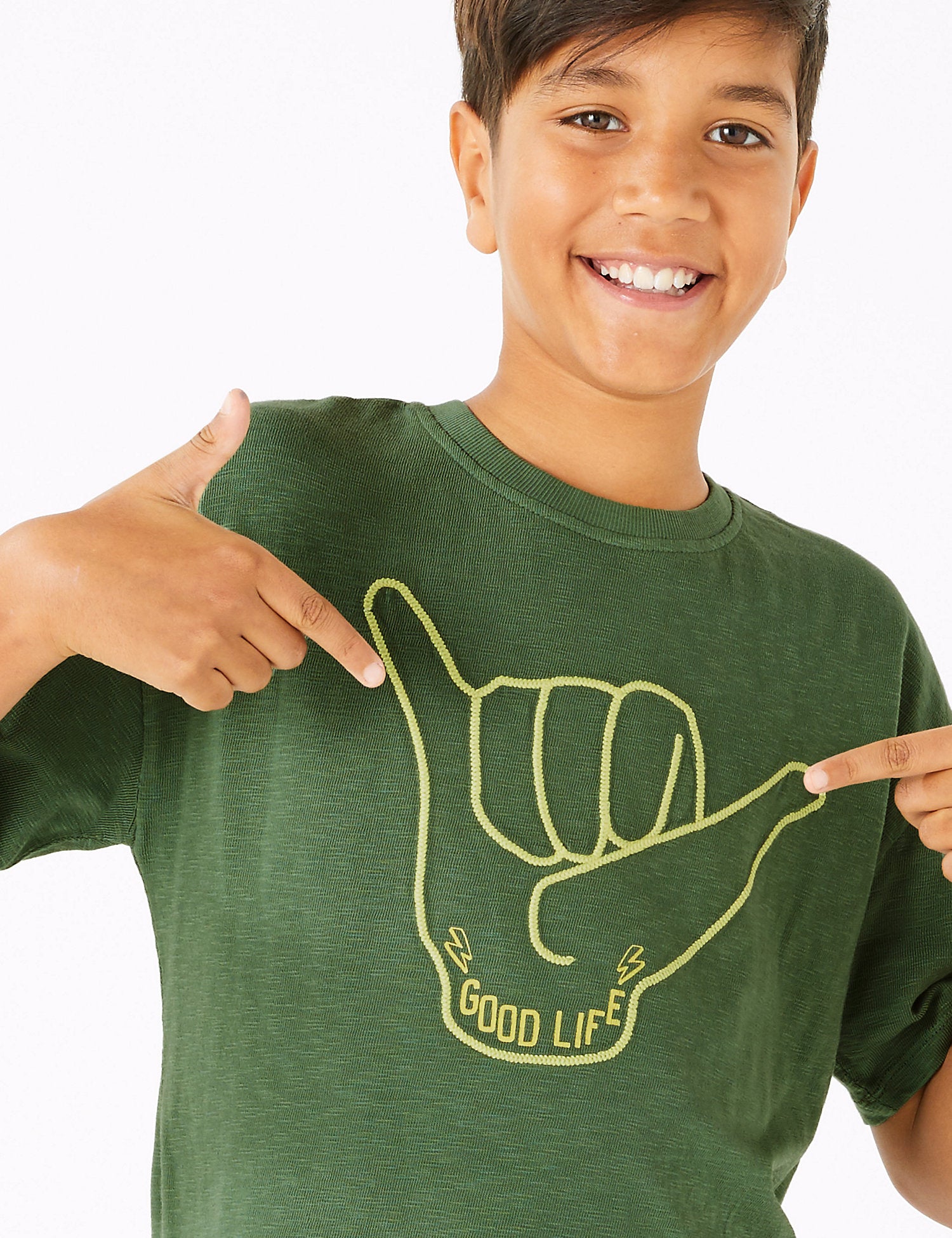 Cotton Good Life Slogan Hand Print T-Shirt