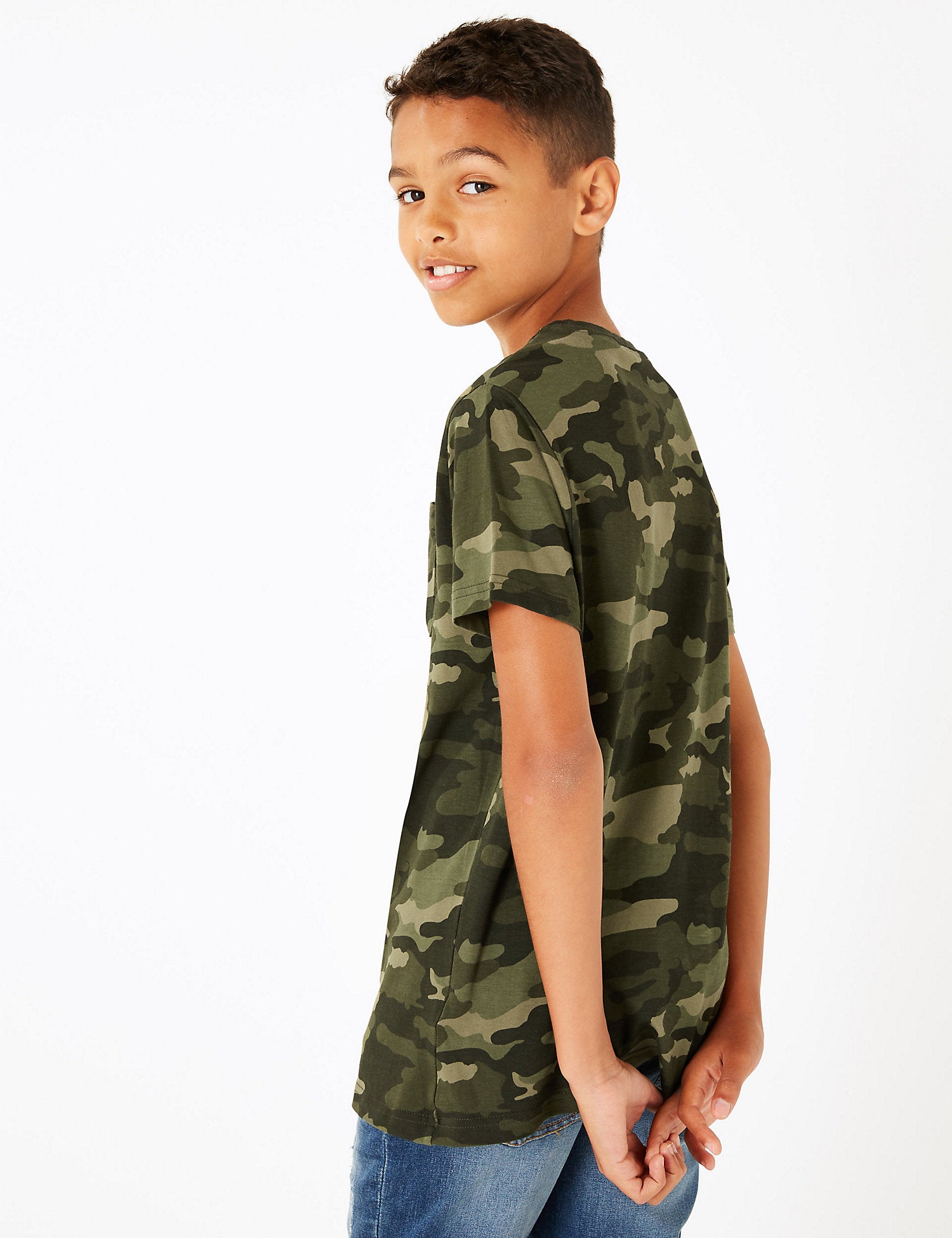 Pure Cotton Camo Print T Shirt