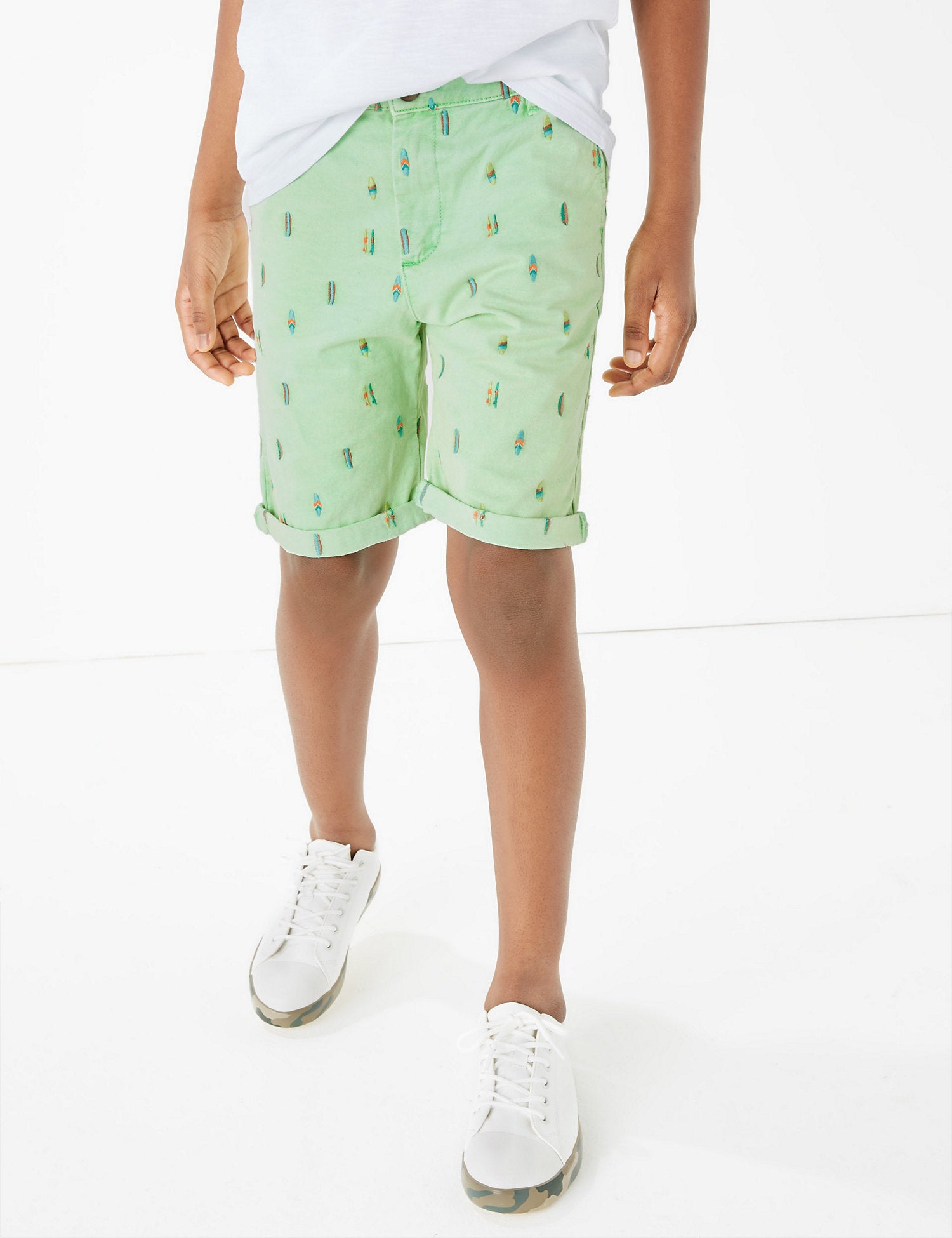 Cotton Embroidered Chino Shorts