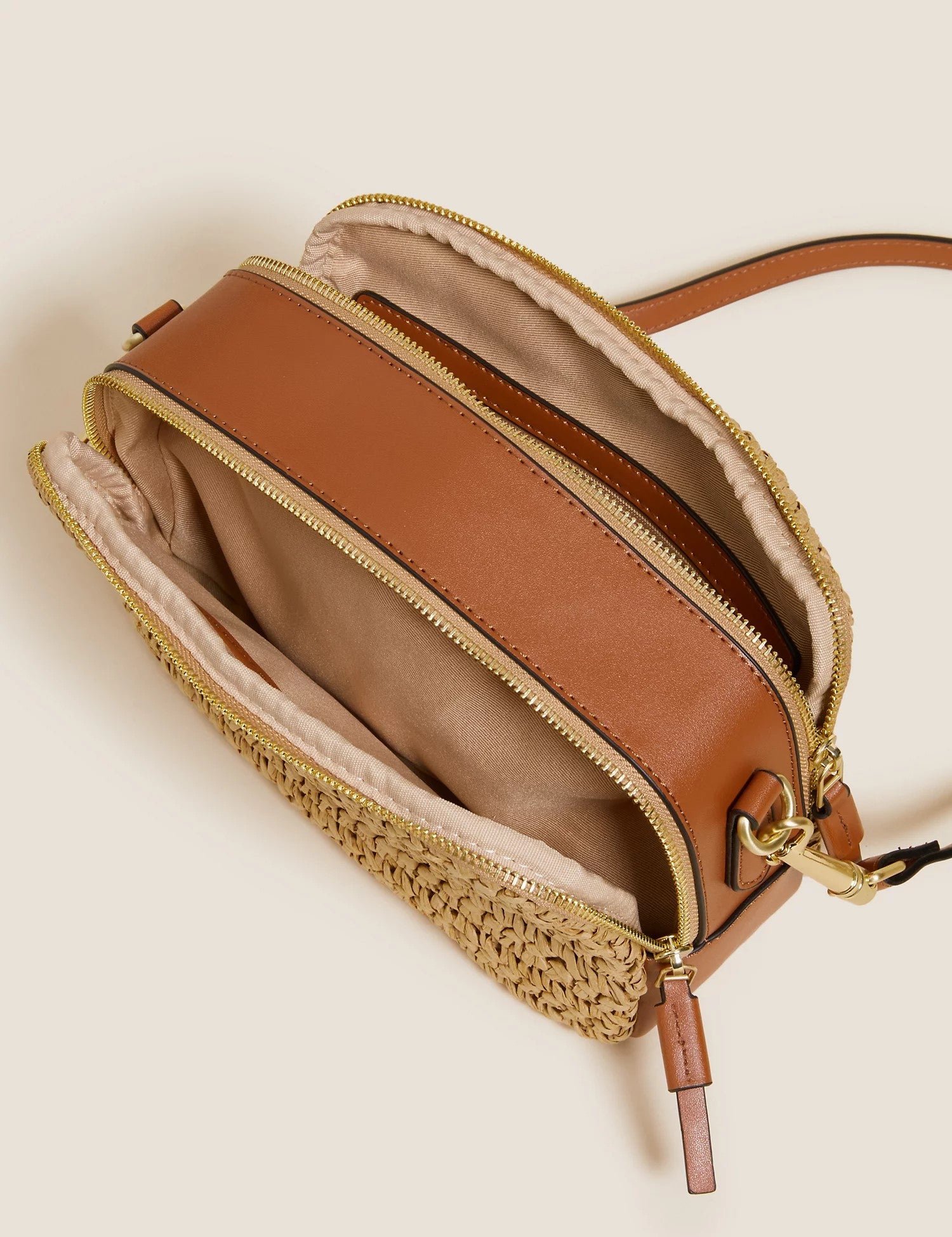 Straw Cross Body Camera Bag