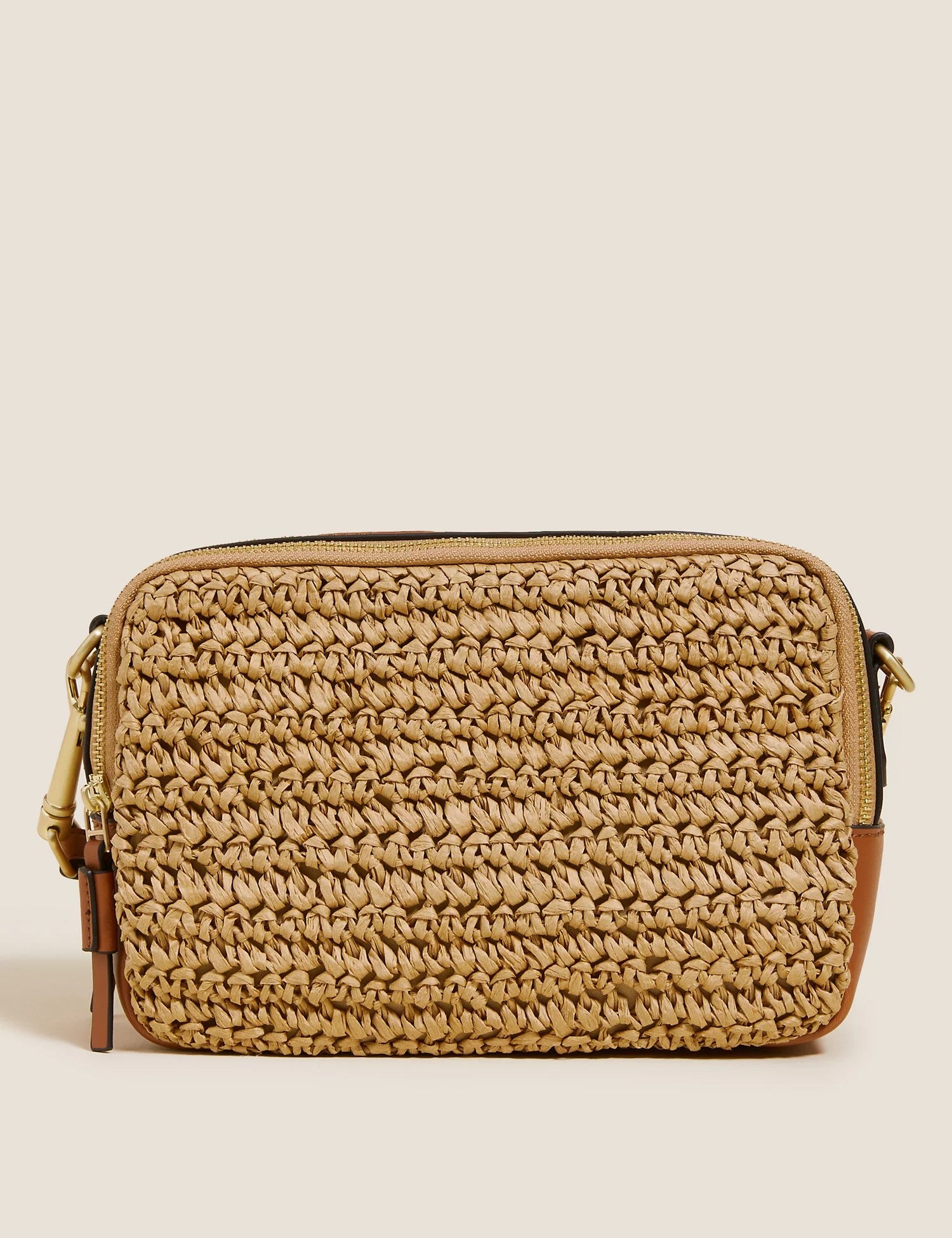 Straw Cross Body Camera Bag