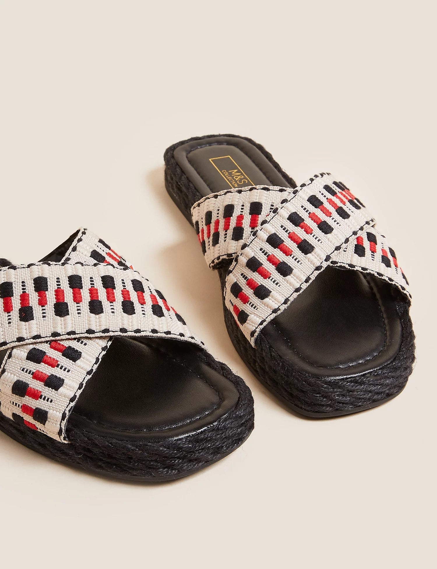 Woven Strappy Flat Espadrilles