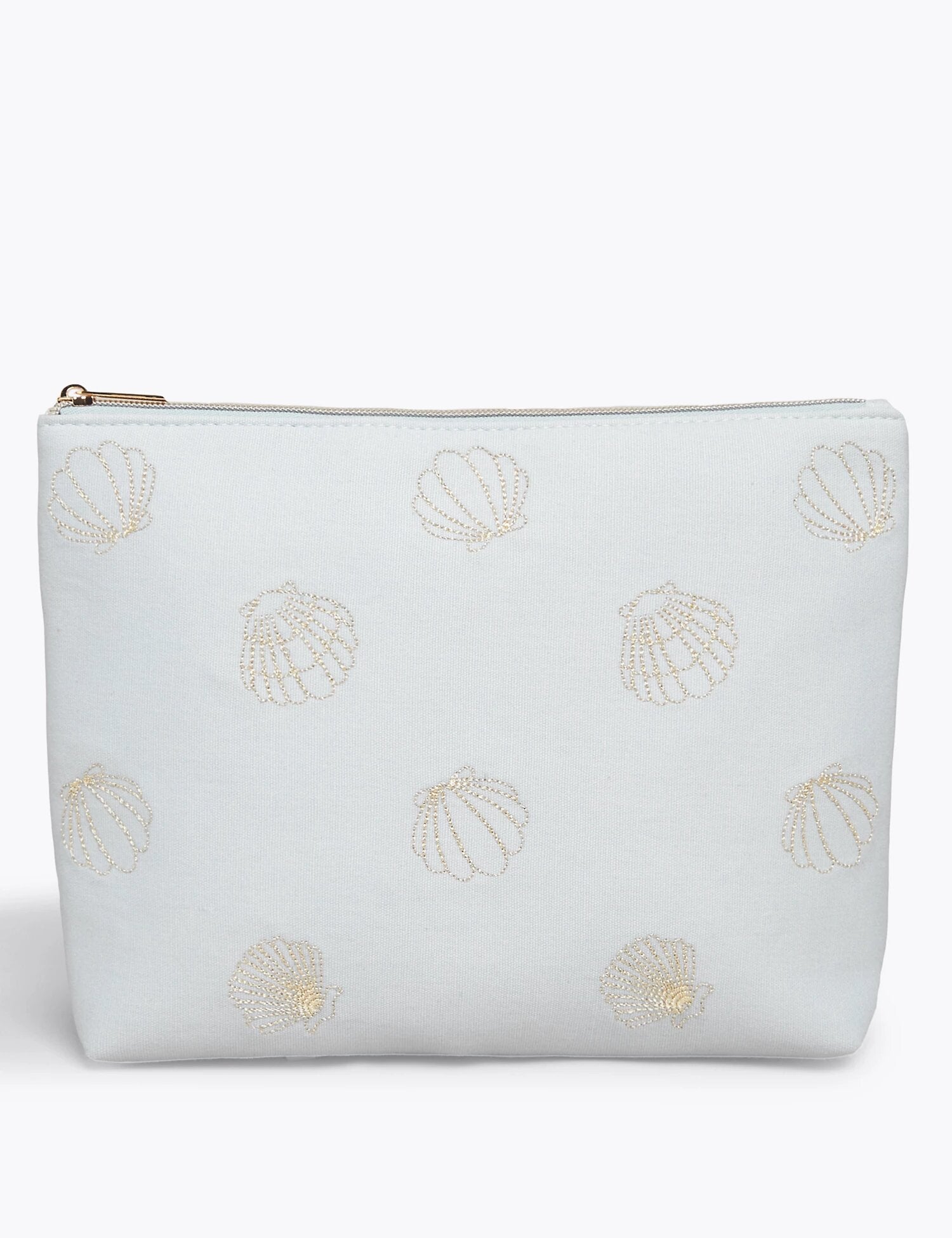 Embroidered Shell Make-Up Pouch