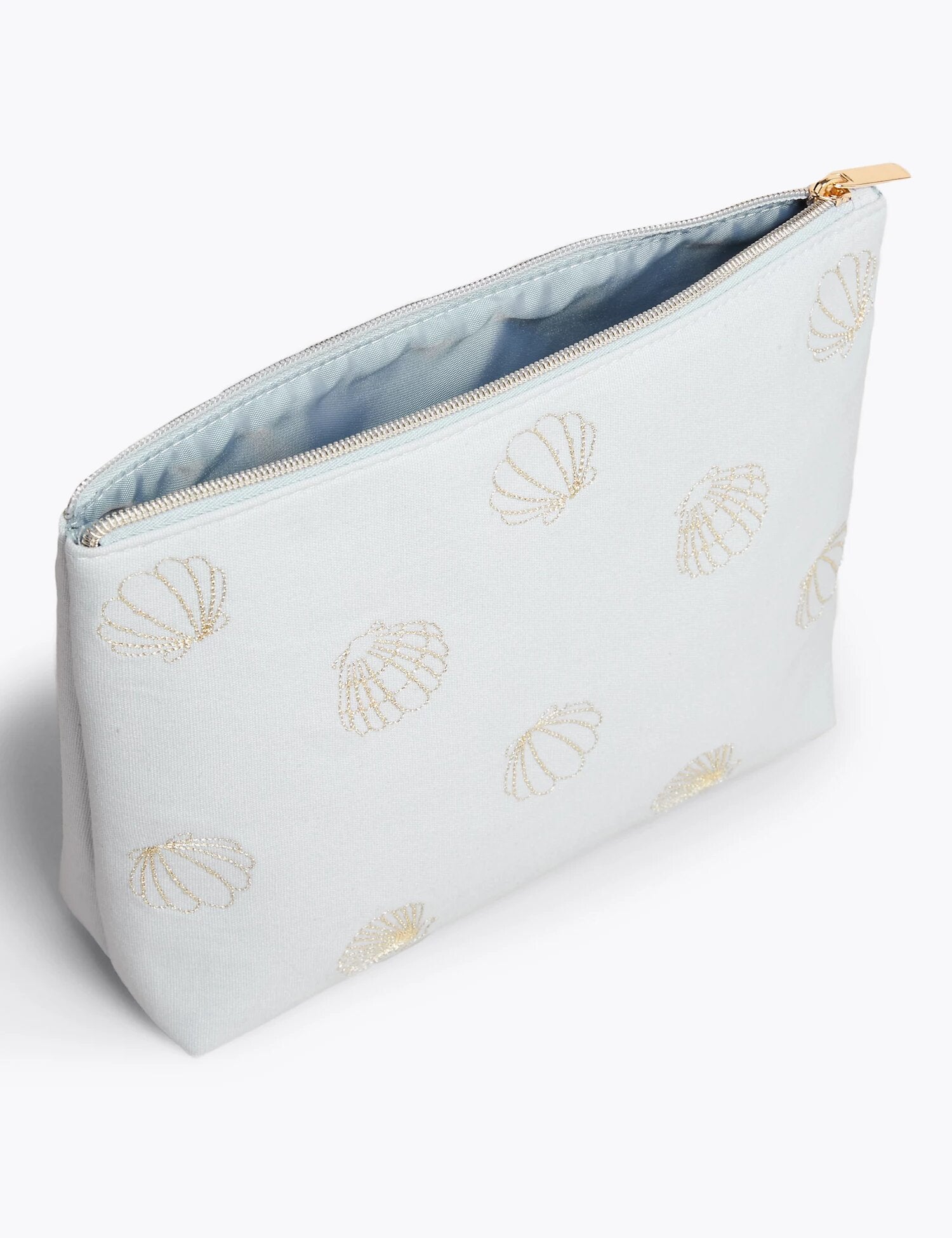 Embroidered Shell Make-Up Pouch