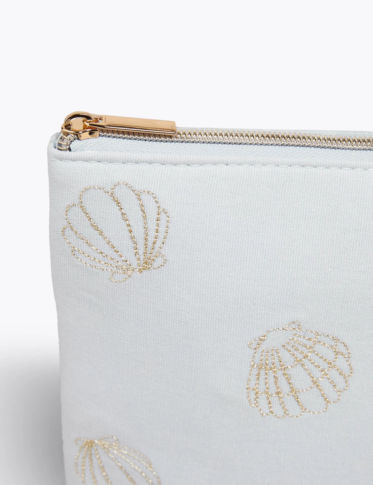 Embroidered Shell Make-Up Pouch