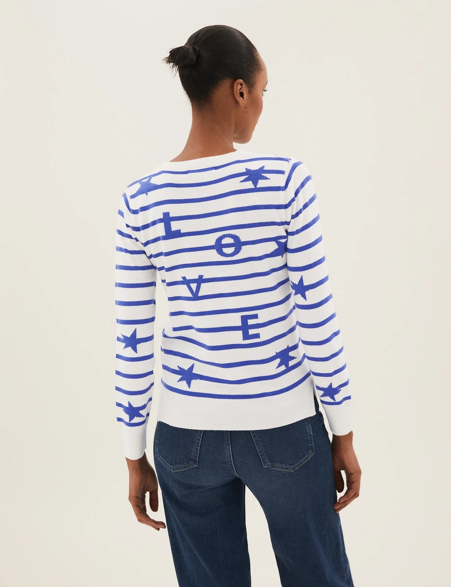 Supersoft Striped Slogan Crew Neck Jumper