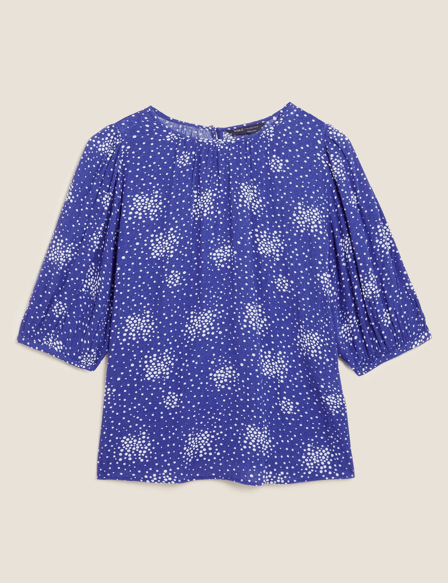 Printed Regular Fit Puff Sleeve Top