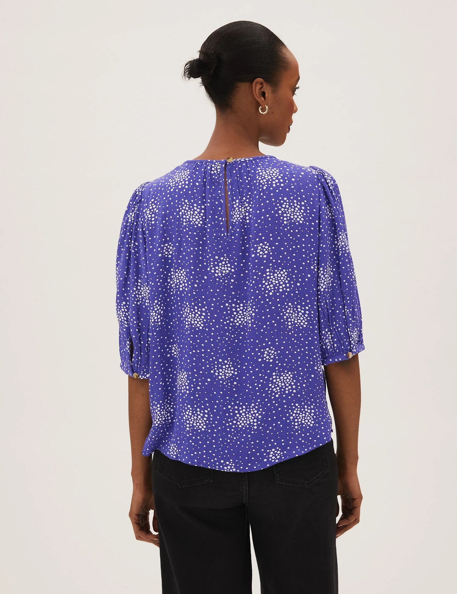 Printed Regular Fit Puff Sleeve Top