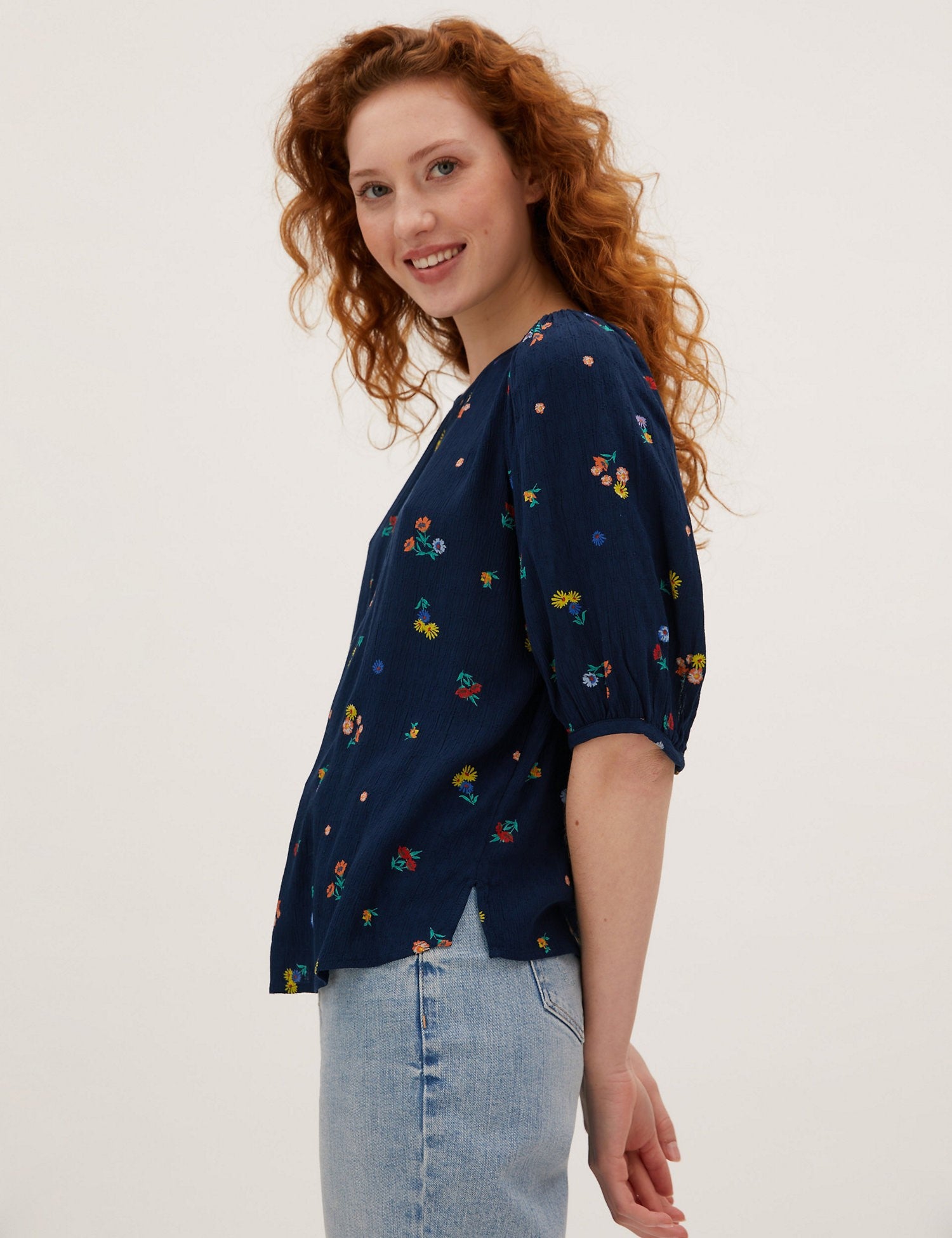 Printed Regular Fit Puff Sleeve Top