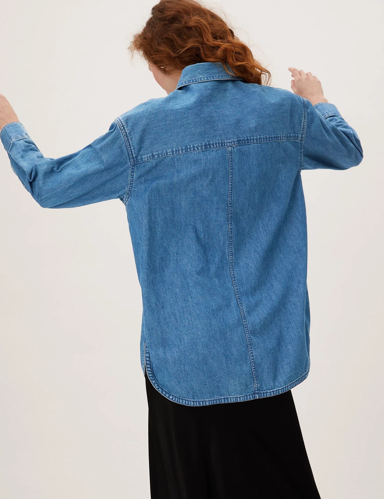 Denim Regular Fit Longline Shirt