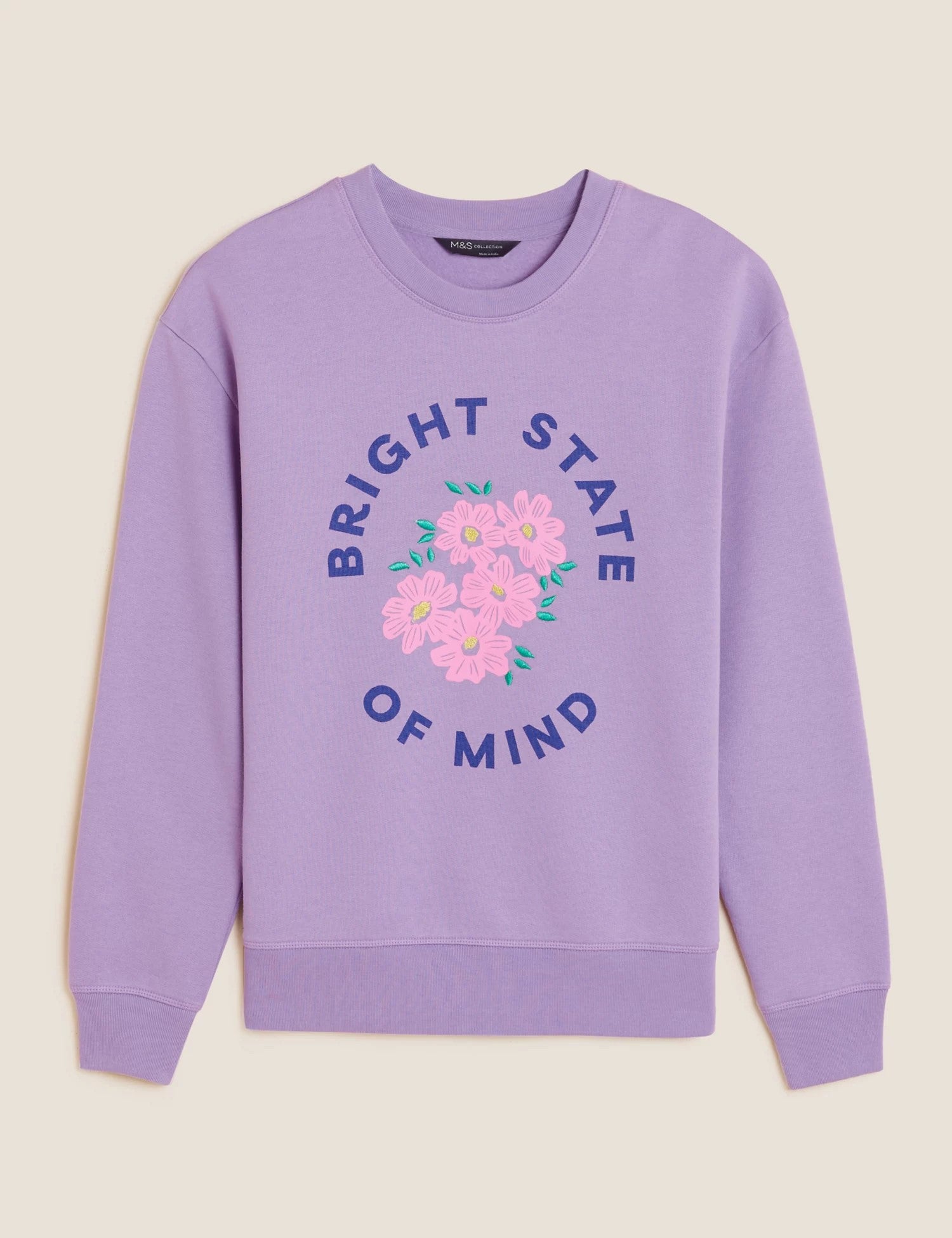 Cotton Rich Slogan Crew Neck Sweatshirt