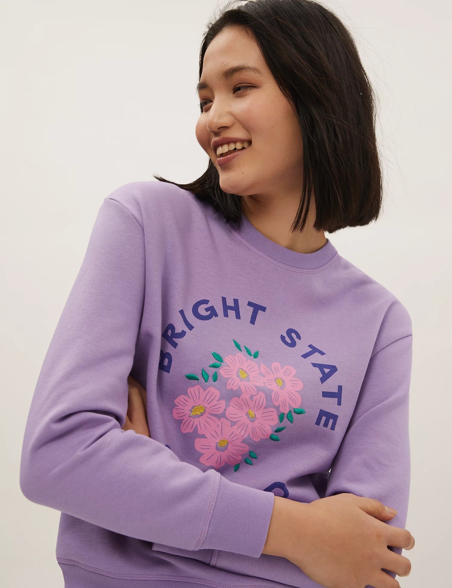 Cotton Rich Slogan Crew Neck Sweatshirt