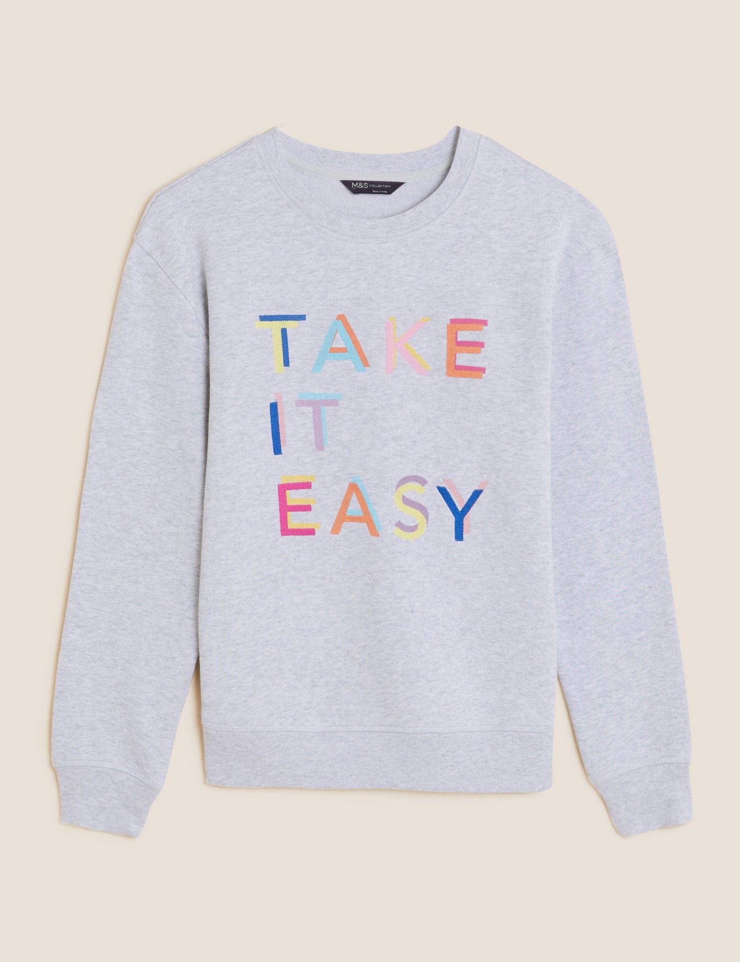 Cotton Rich Slogan Crew Neck Sweatshirt