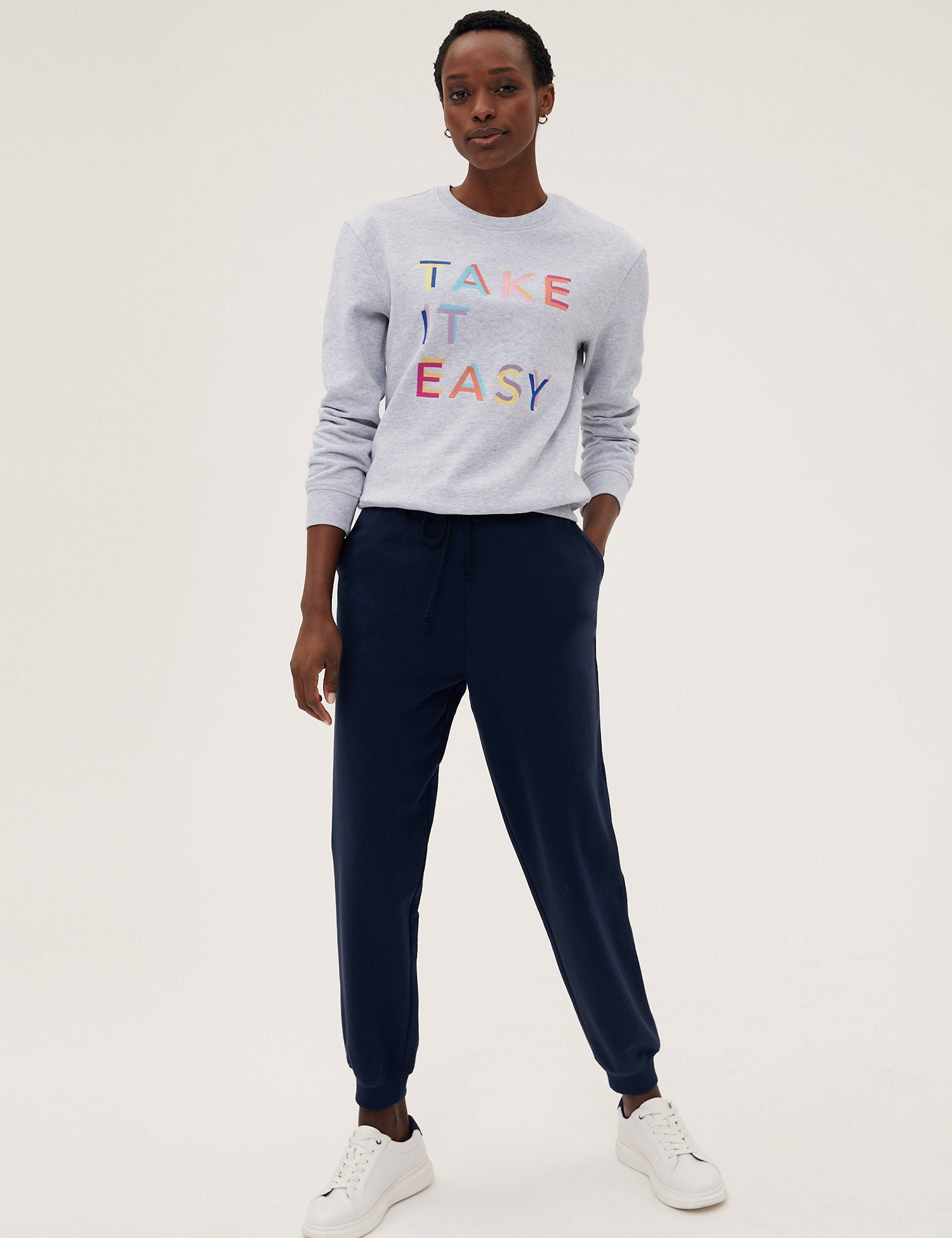 Cotton Rich Slogan Crew Neck Sweatshirt