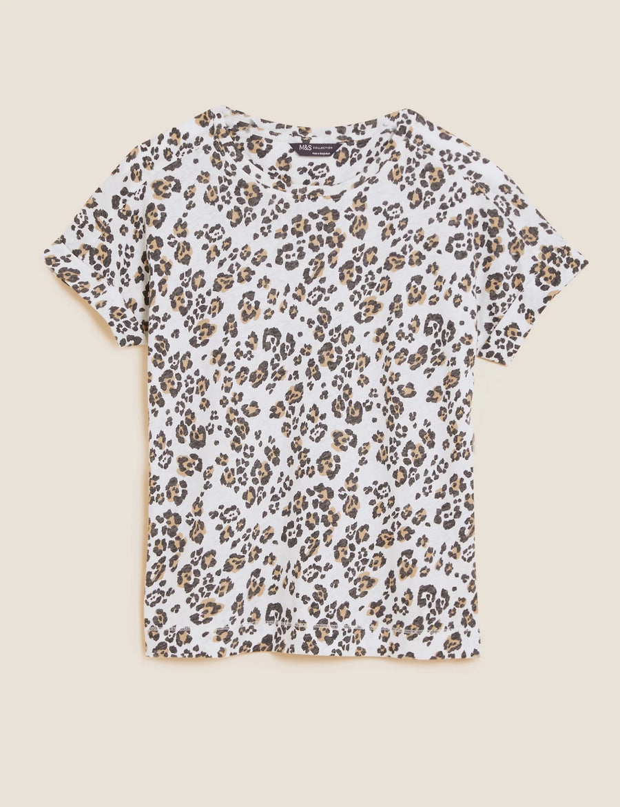 Linen Rich Animal Print T-Shirt