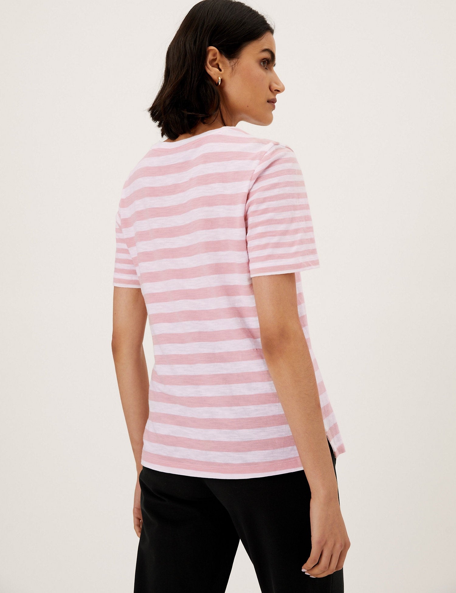 Pure Cotton Striped Straight Fit T-Shirt