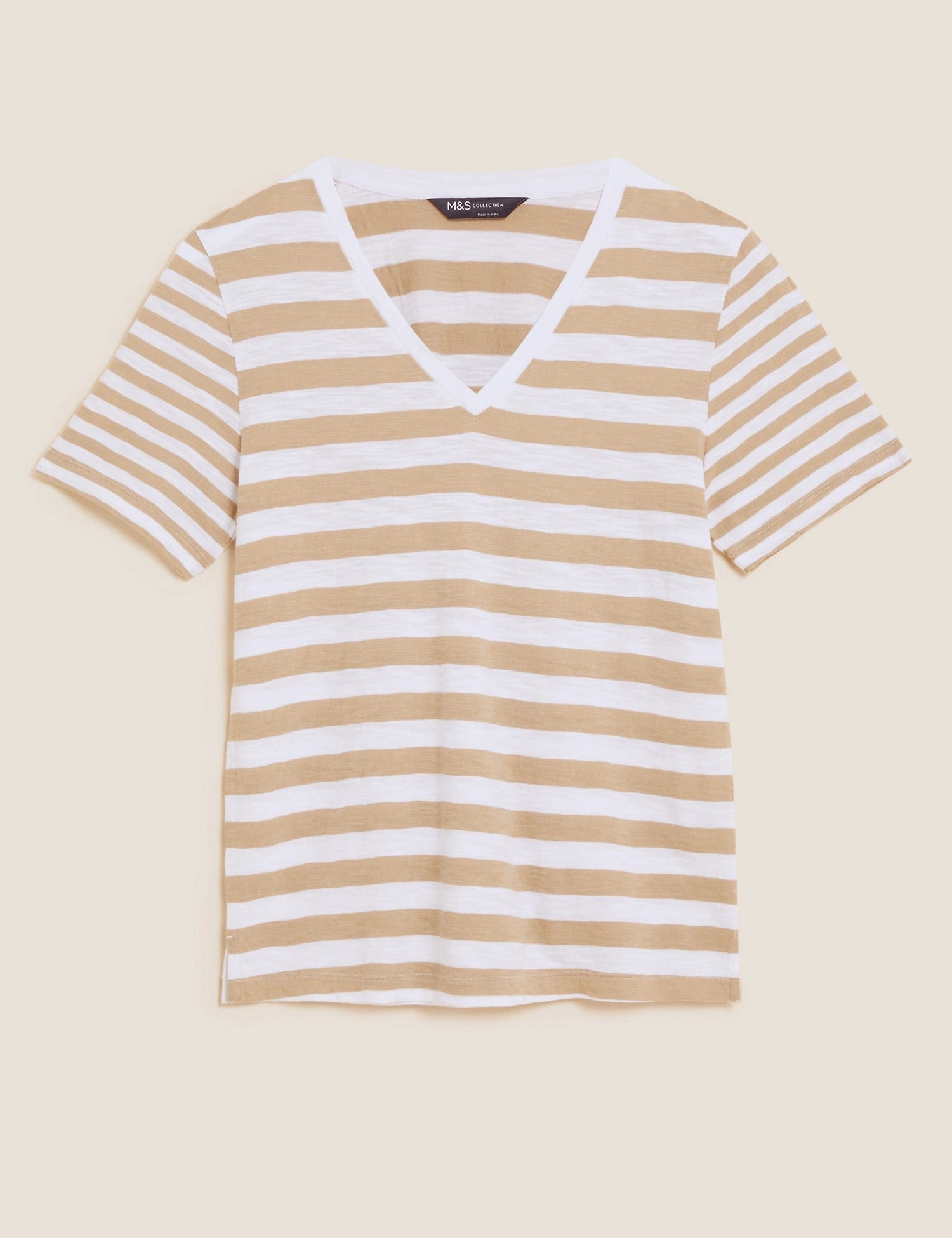 Pure Cotton Striped Straight Fit T-Shirt