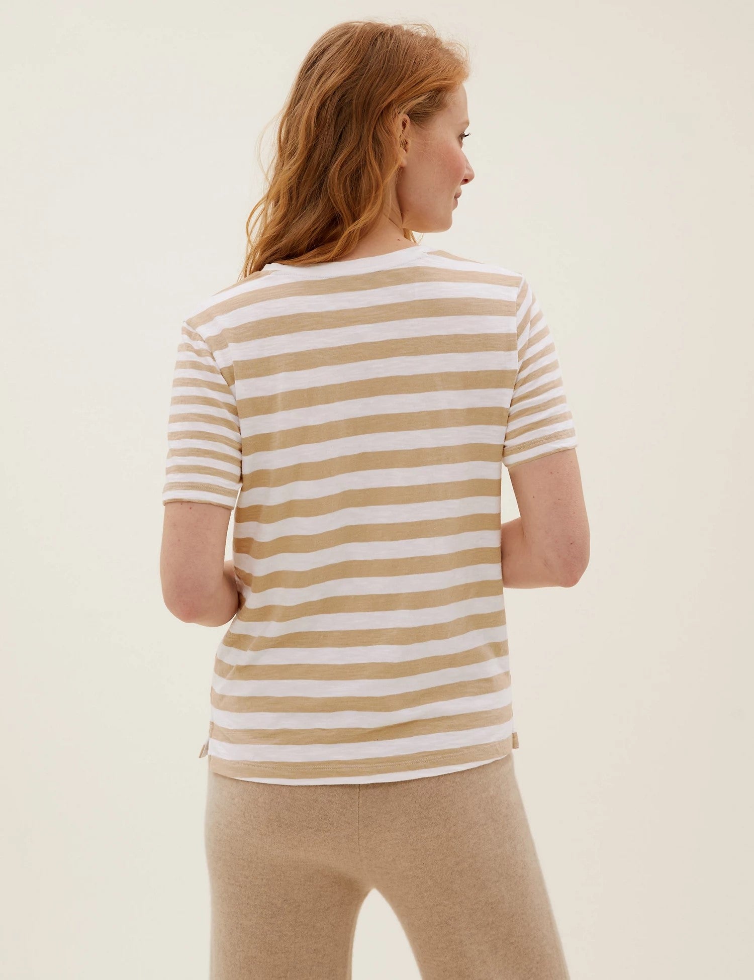 Pure Cotton Striped Straight Fit T-Shirt