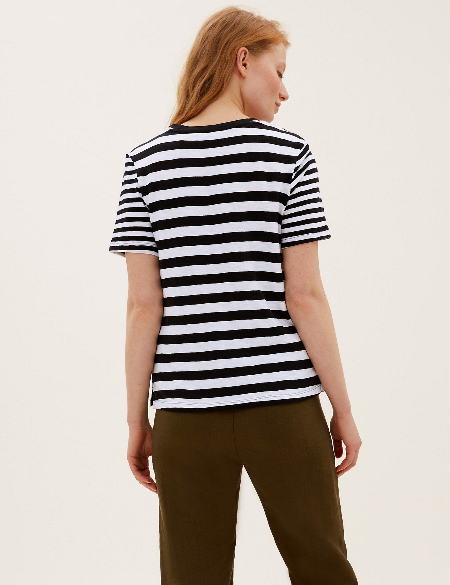 Pure Cotton Striped Straight Fit T-Shirt