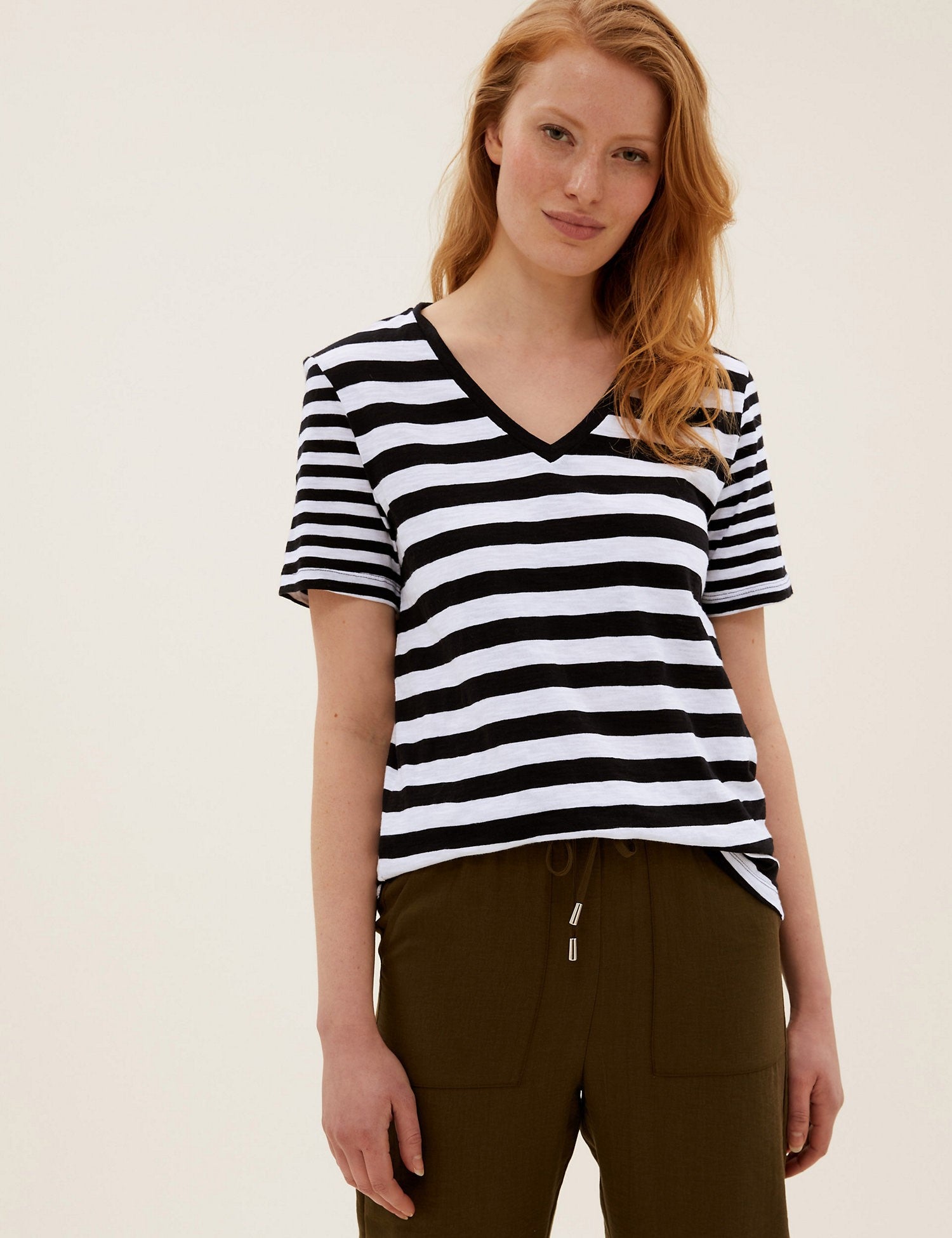 Pure Cotton Striped Straight Fit T-Shirt