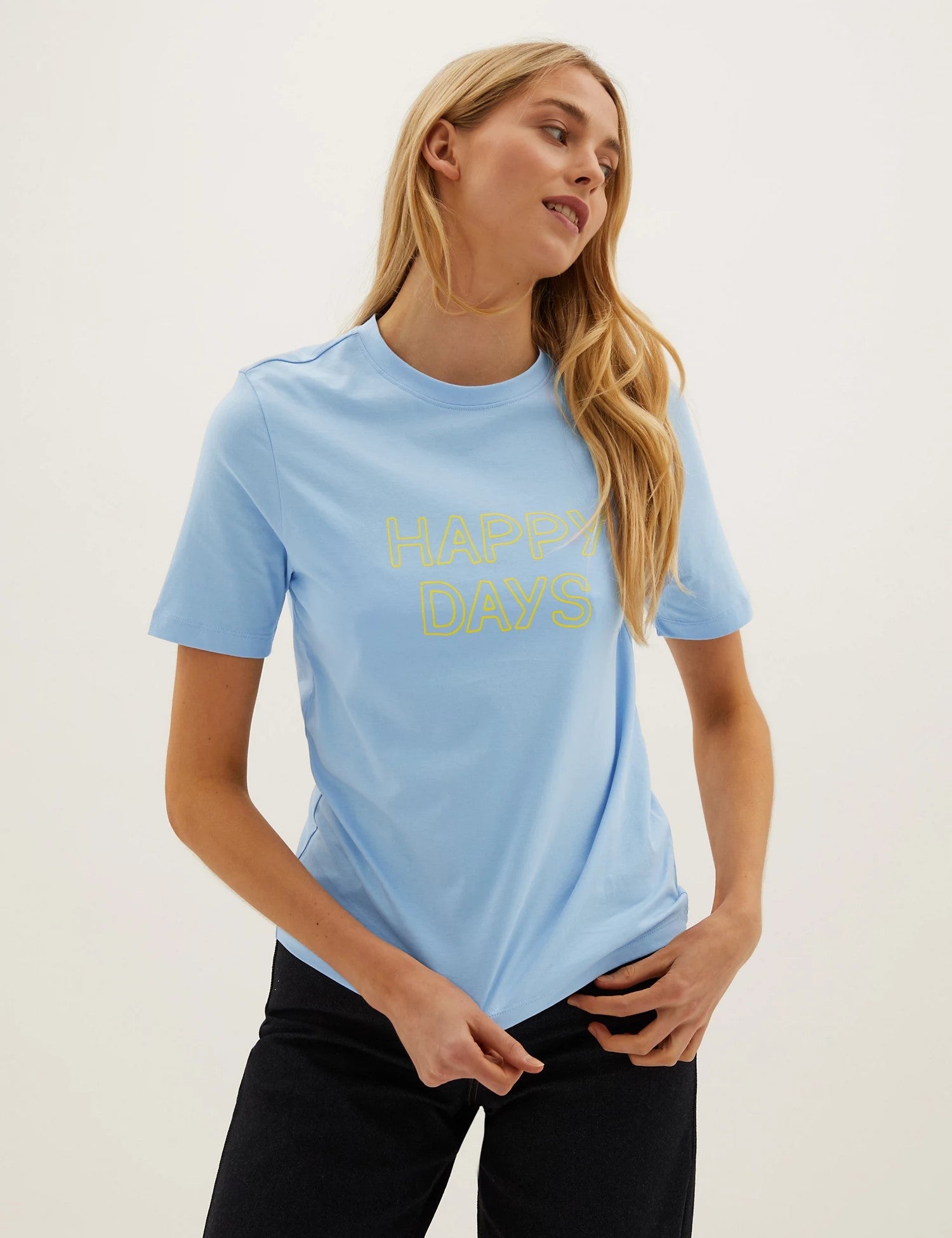 Pure Cotton Slogan Crew Neck T-Shirt