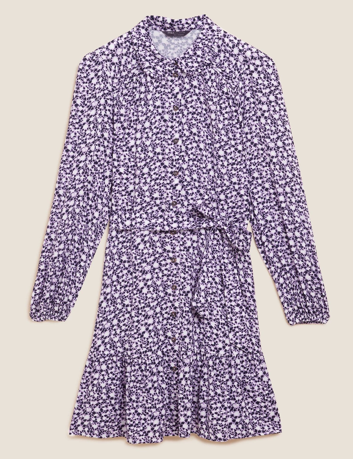 Ditsy Floral Belted Mini Shirt Dress